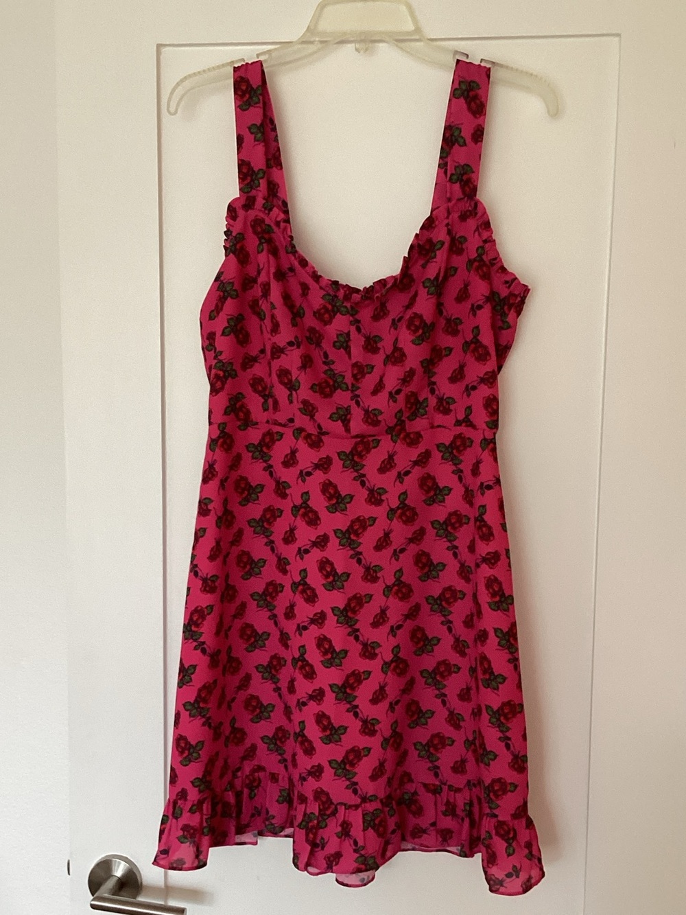 Betsey Johnson Hot Pink Floral Ruffle Slip Dress